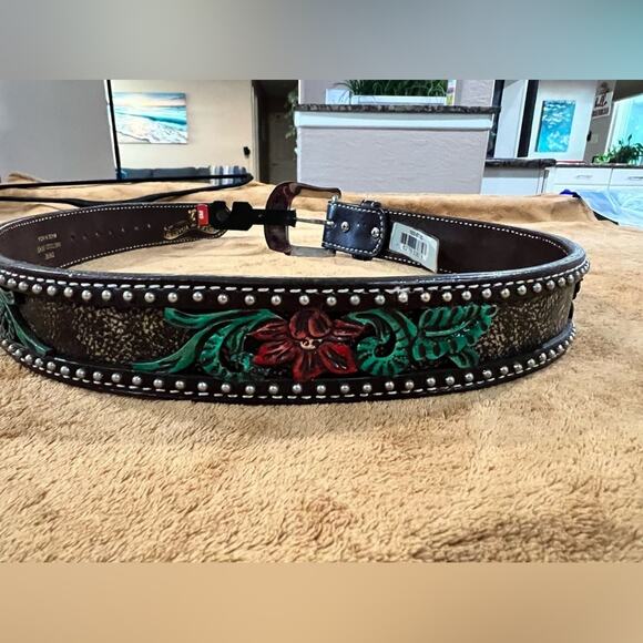 Circle Y belt Cactus Flower Painted Belt size 30 NWT main image 2